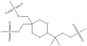 Molecular Structure of 112305-18-7 (1,3-Dioxane-5,5-dimethanol,2-[1,1-dimethyl-2-[(methylsulfonyl)oxy]ethyl]-, dimethanesulfonate)